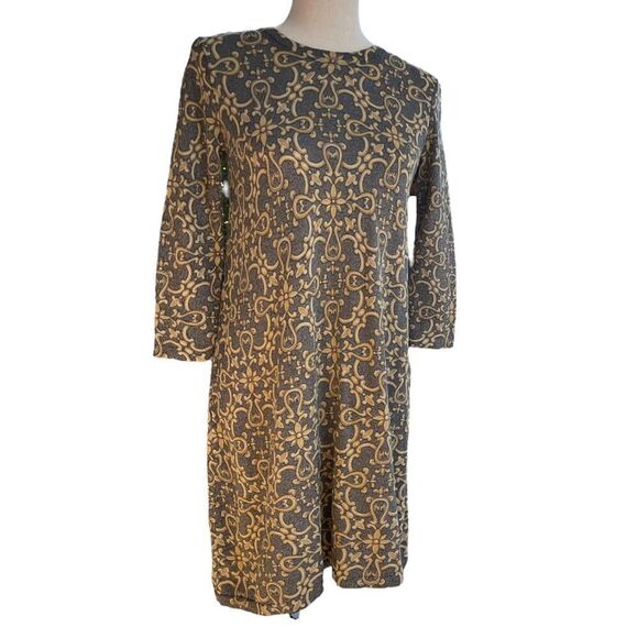 J. McLaughlin Metallic Scroll Long Sleeve Dress XS - Picture 1 of 8